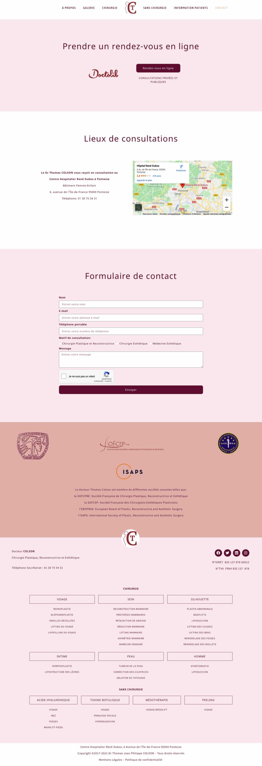 ANGELIQUE DAMOUR - projet DR COLSON - page contact full
