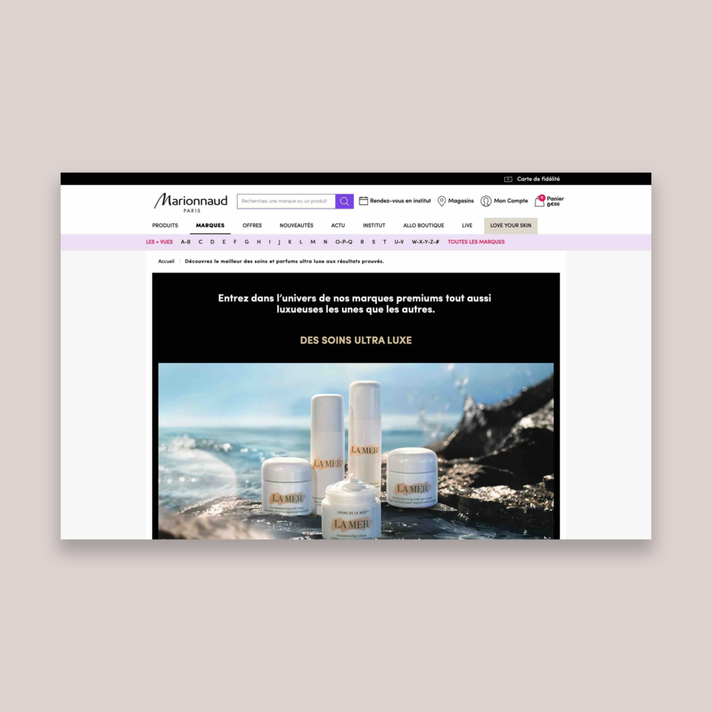 ANGELIQUE DAMOUR - landing page Omniluxe premium pour Marionnaud