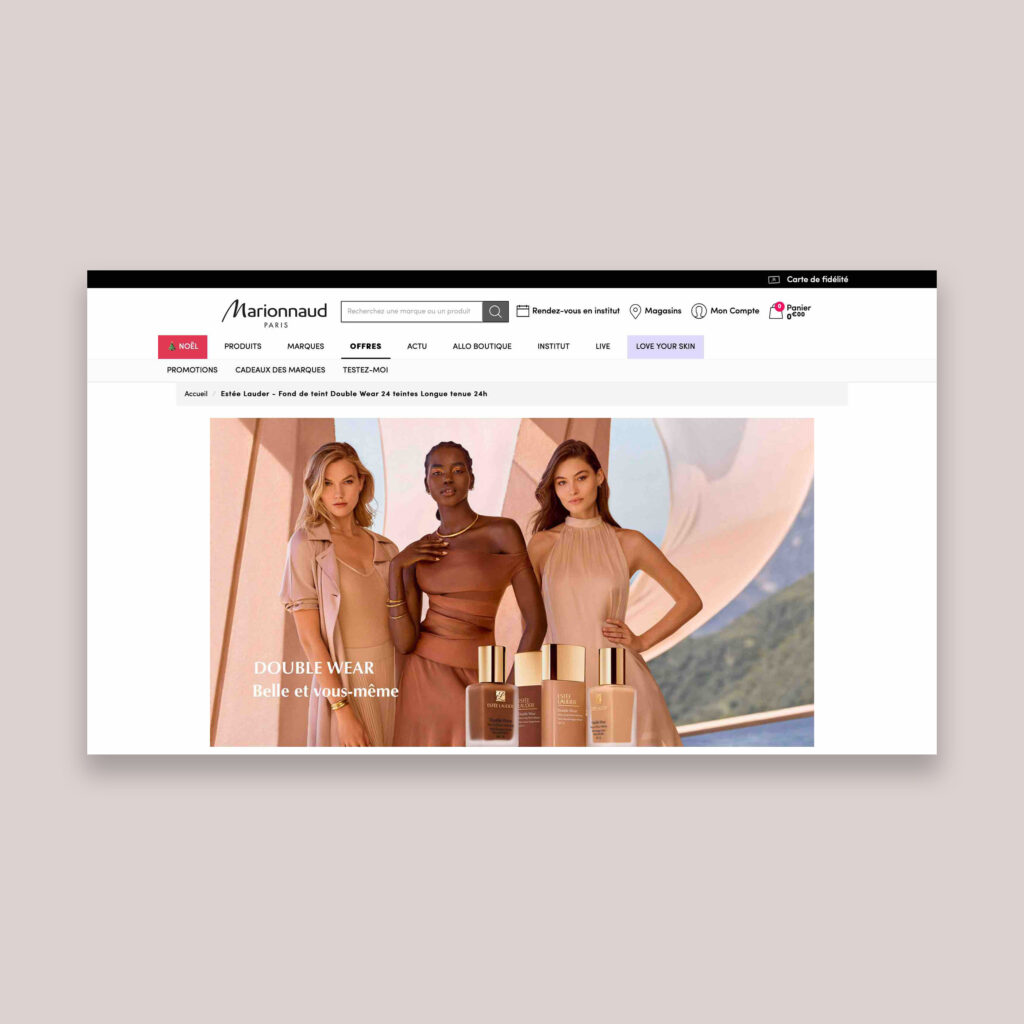 ANGELIQUE DAMOUR - landing page Nocibé Estée Lauder Double Wear Sheer Matt