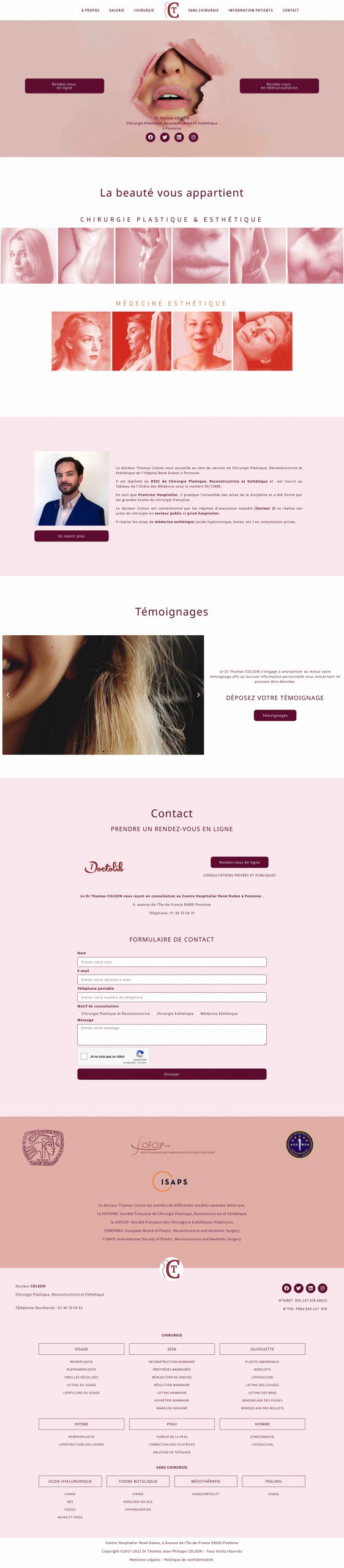 ANGELIQUE DAMOUR - Projet Dr Thomas Colson - home page full screen
