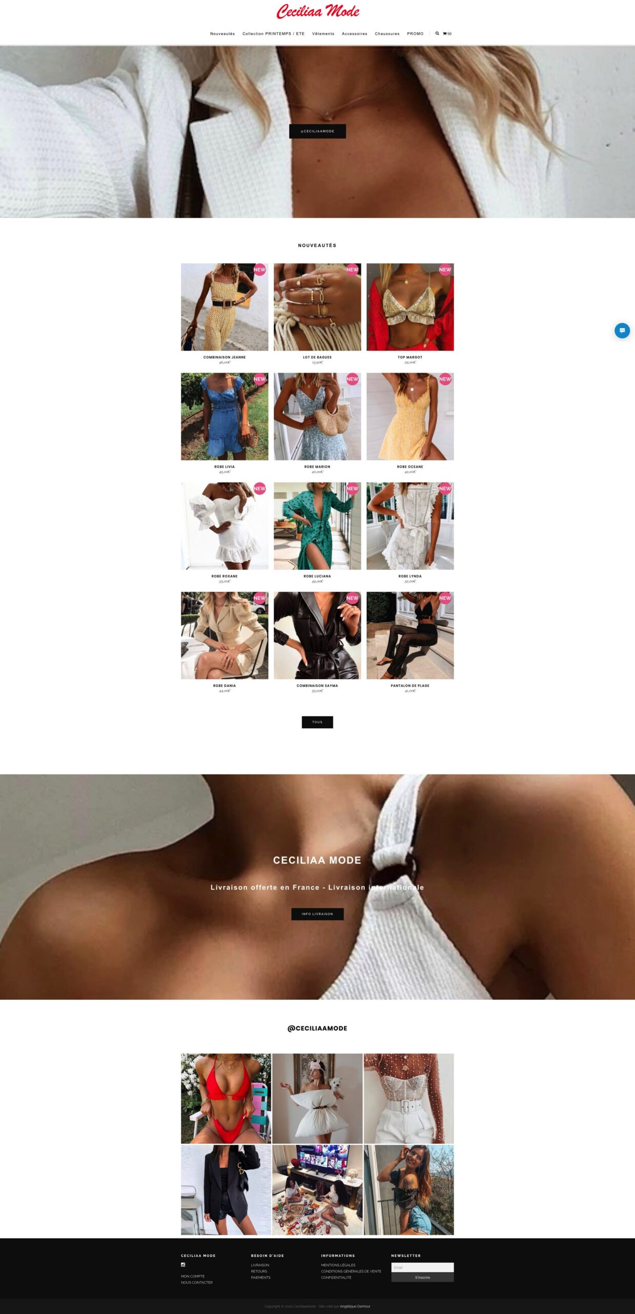 ANGELIQUE DAMOUR - Projet Ceciliaa Mode - Home page full screen