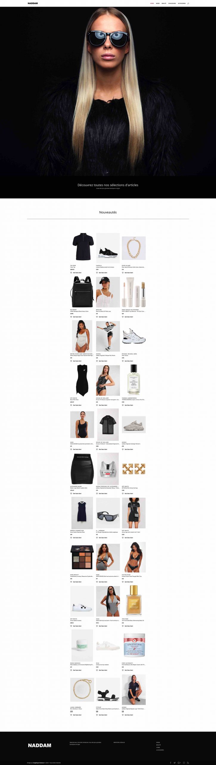 Création de site e-commerce marketplace - ANGELIQUE DAMOUR Design Studio - Naddam - accueil