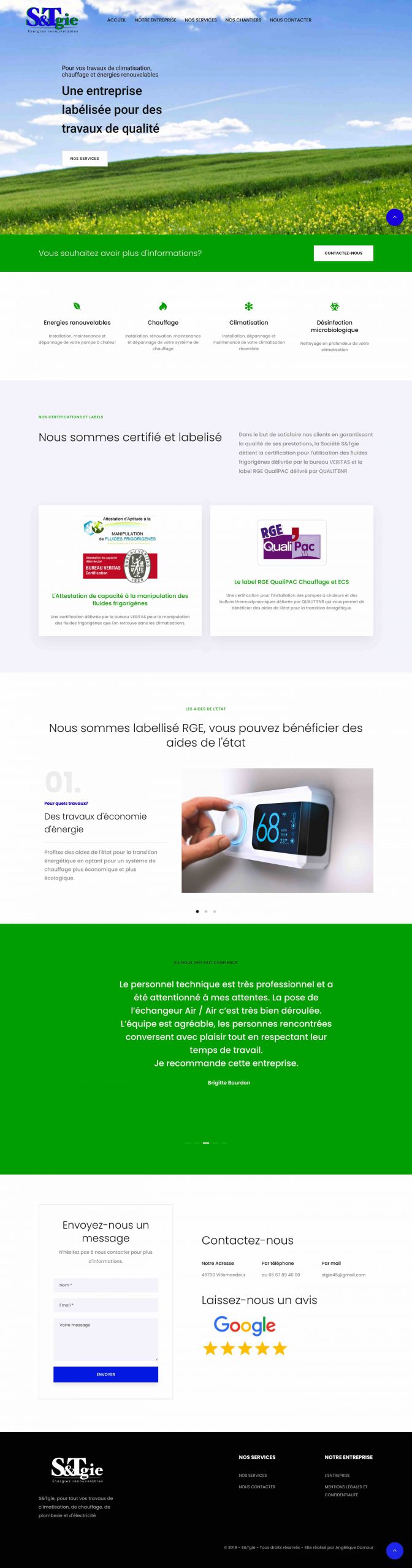 ANGELIQUE DAMOUR - Projet S&TGIE - Home page full screen