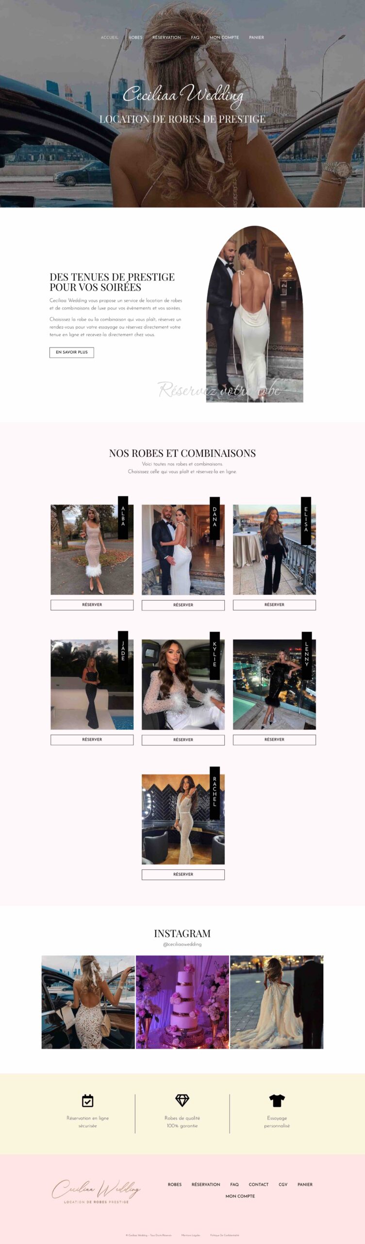 Création de site e-commerce - ANGELIQUE DAMOUR Design Studio - Ceciliaa Wedding - accueil full