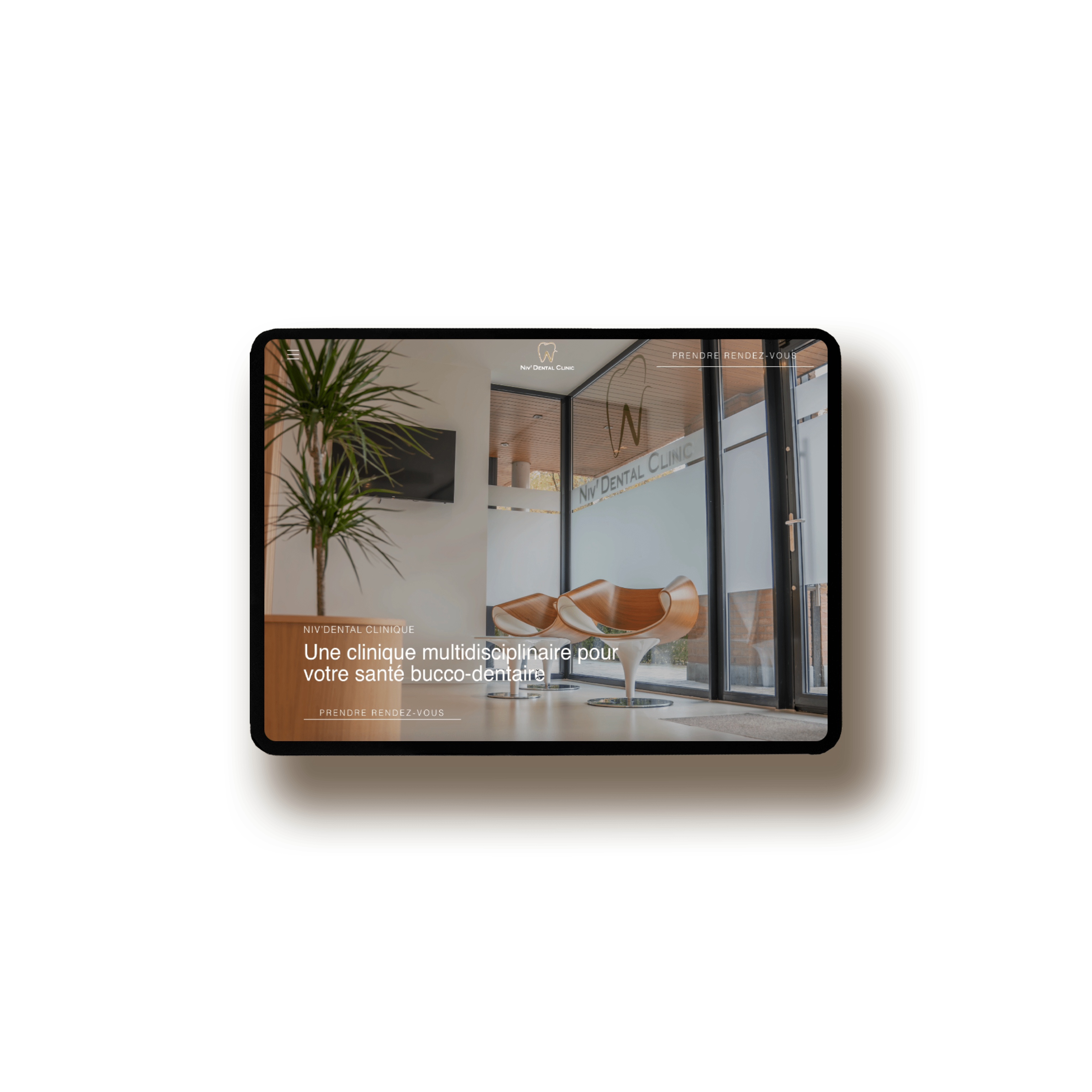 Design et développement d'un site web vitrine - ANGELIQUE DAMOUR Design Studio - Niv'Dental Clinique - mockup tablette